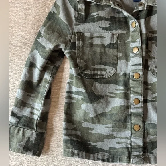 French Toast Kids Boys Camo Jacket Size 5 Army Green Button Military Style Coat - Picture 3 of 9